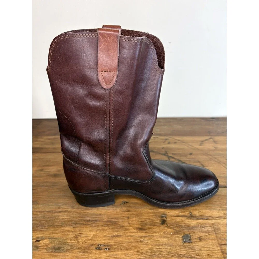 Vintage Double H Leather Western Roper Boots Brown Mens 9D Cowboy Work Western
